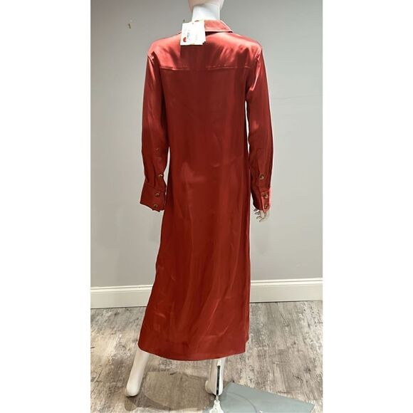 Loulou Studio Long Satin Shirtdress Size XS - Picture 11 of 12